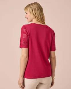 Ajourpullover mit Halbarm