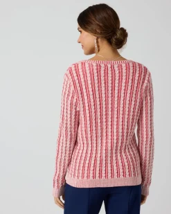 Bicolor-Pullover mit Zopfmuster