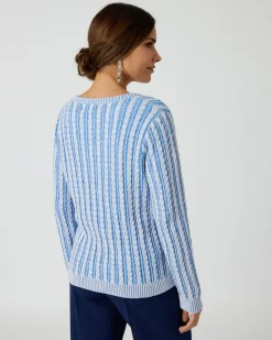 Bicolor-Pullover mit Zopfmuster
