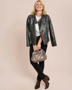 Bikerjacke Metallic-Look