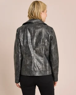 Bikerjacke Metallic-Look