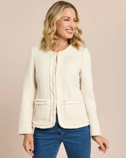 Blazer Boucleoptik mit Fransen
