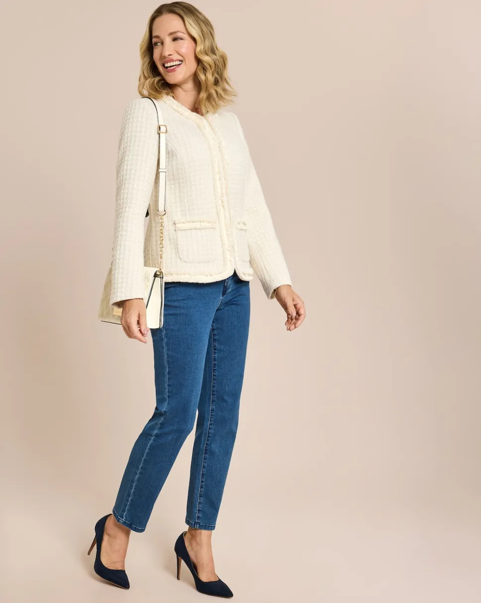 Blazer Boucleoptik mit Fransen