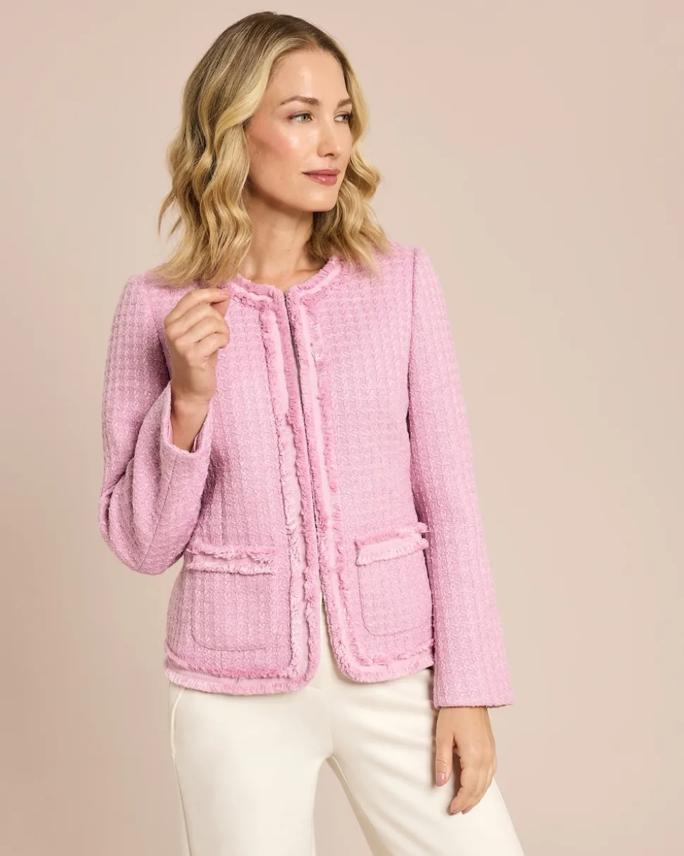 Blazer Boucleoptik mit Fransen