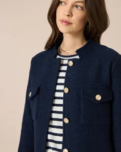 Blazer-Jacke strukturierte Wollmischung