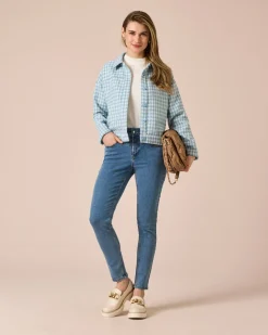 Blazer mit Hahnentritt-Muster