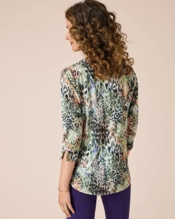 Blusenshirt mit mehrfarbigem Leodruck