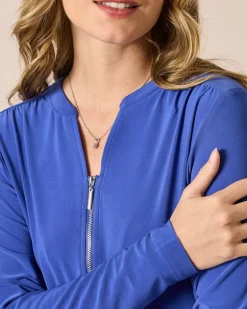 Blusenshirt uni mit Reißverschluss