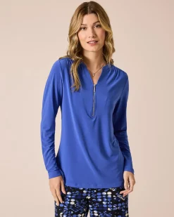 Blusenshirt uni mit Reißverschluss