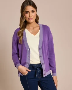 Cardigan mit farbiger Knopfleiste