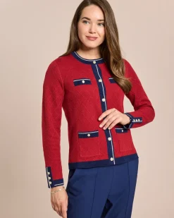 Cardigan mit Strickmuster und Kontrast