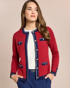 Cardigan mit Strickmuster und Kontrast