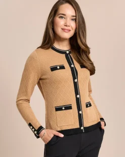 Cardigan mit Strickmuster und Kontrast