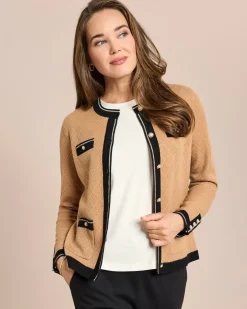 Cardigan mit Strickmuster und Kontrast