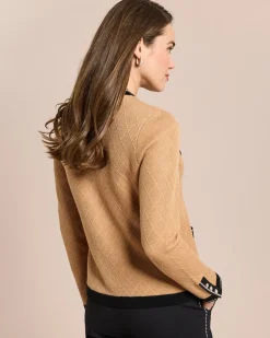 Cardigan mit Strickmuster und Kontrast