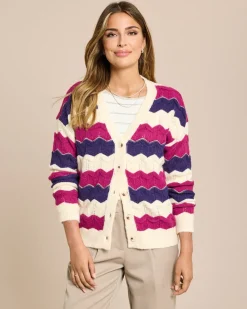Cardigan mit welligen Streifen