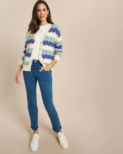 Cardigan mit welligen Streifen