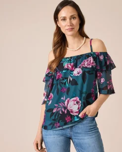 Carmen-Shirt mit Blütendruck