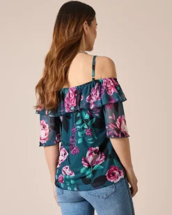 Carmen-Shirt mit Blütendruck