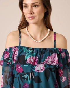 Carmen-Shirt mit Blütendruck
