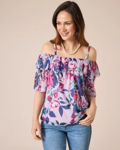 Carmen-Shirt mit Blütendruck