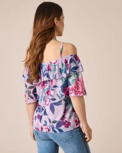 Carmen-Shirt mit Blütendruck