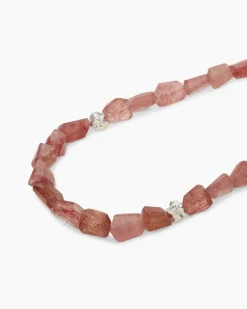 Collier mit Strawberry Quarz und Pyrit