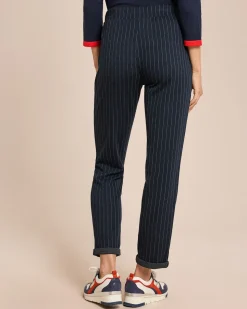 Cropped Jerseyhose mit Nadelstreifen
