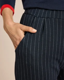 Cropped Jerseyhose mit Nadelstreifen