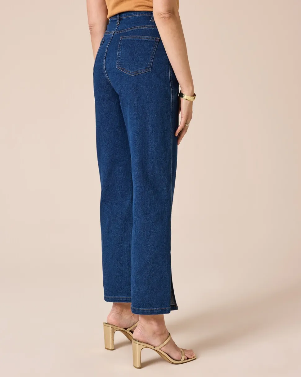 Denim weites Bein mit Schlitz