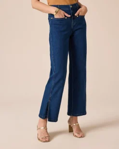 Denim weites Bein mit Schlitz
