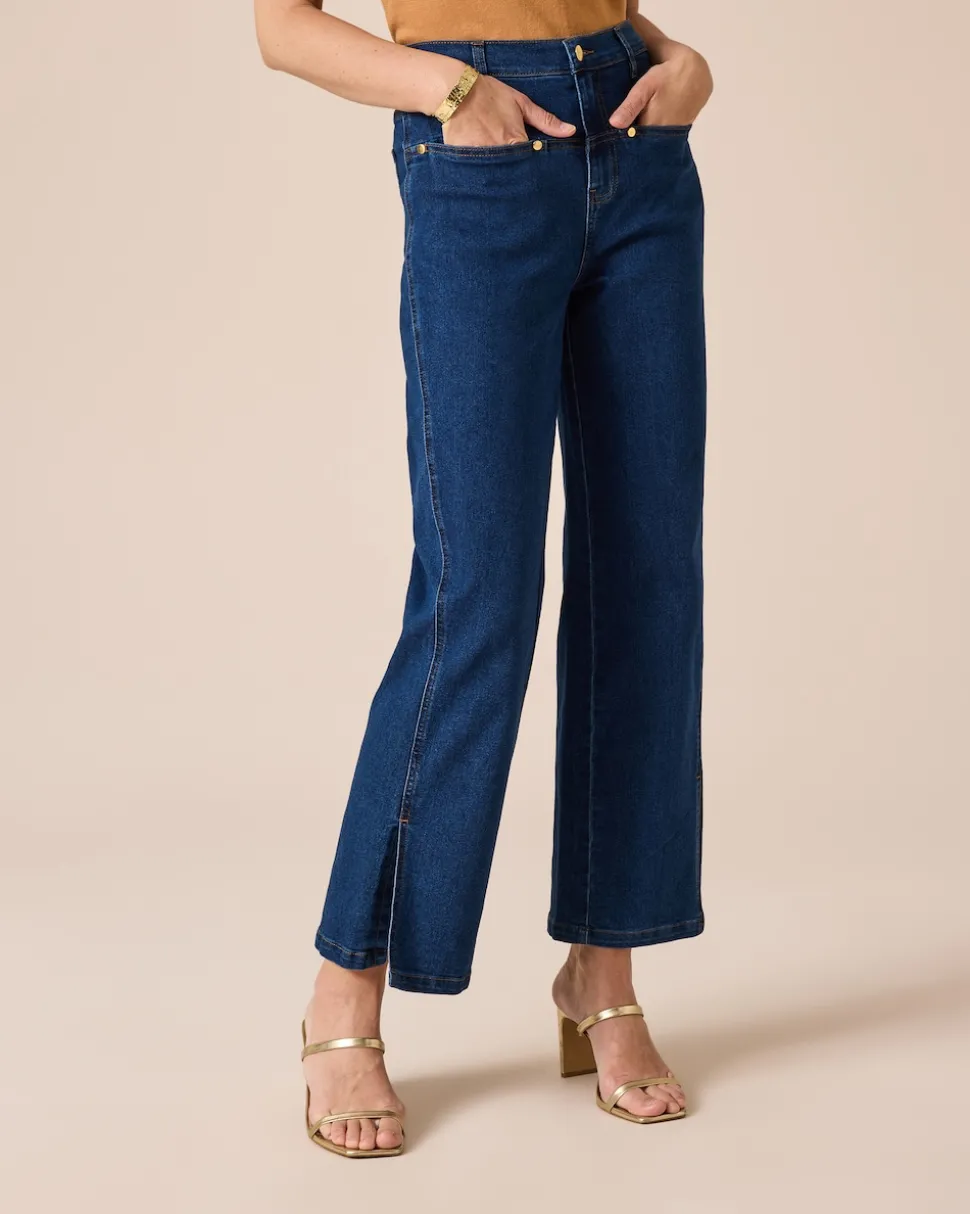 Denim weites Bein mit Schlitz
