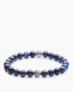 Edelstein-Armband mit Silber-Beads