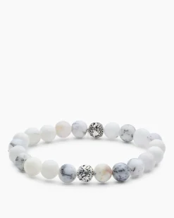 Edelstein-Armband mit Silber-Beads