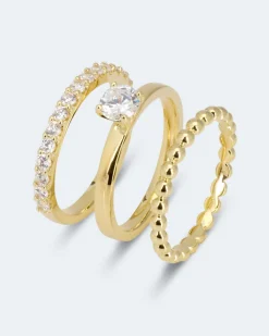 3er Ring-Set mit Zirkonia