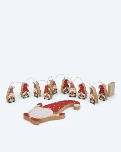 2er-Set: LED-Wichtel-Lichterkette & Holzwichtel