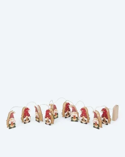 2er-Set: LED-Wichtel-Lichterkette & Holzwichtel