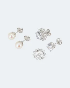 2er Set Ohrstecker mit Zirkonia und SWZ-Perlen