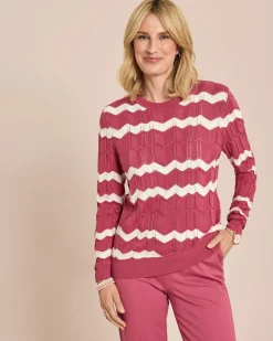 Feinstrick-Pullover Ajour-Muster