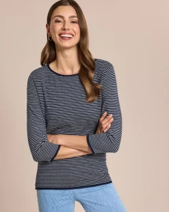 Feinstrick-Pullover gestreift