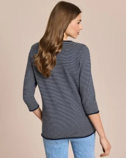 Feinstrick-Pullover gestreift