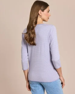 Feinstrick-Pullover gestreift