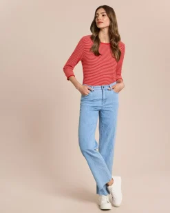 Feinstrick-Pullover gestreift