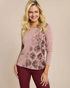 Feinstrick Shirt mit Druck & Strass