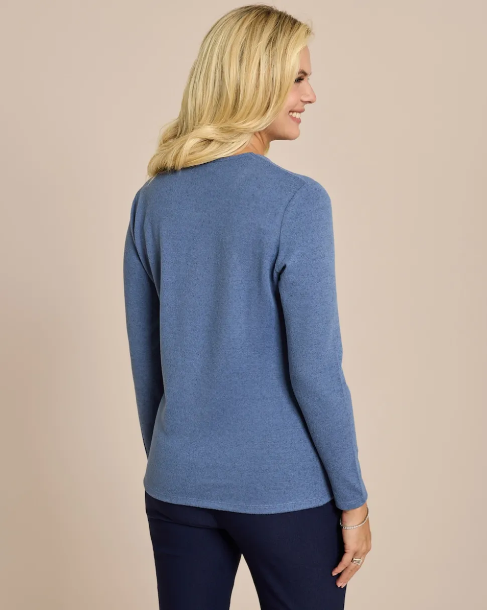 Feinstrick Shirt mit Druck & Strass