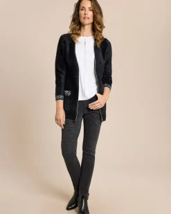 Flauschgarn Jacke mit Glanzdekorat