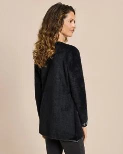 Flauschgarn Jacke mit Glanzdekorat
