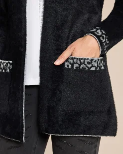 Flauschgarn Jacke mit Glanzdekorat