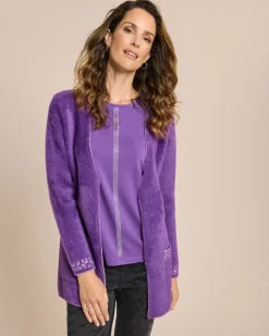 Flauschgarn Jacke mit Glanzdekorat