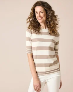 Halbarm-Pullover gestreift